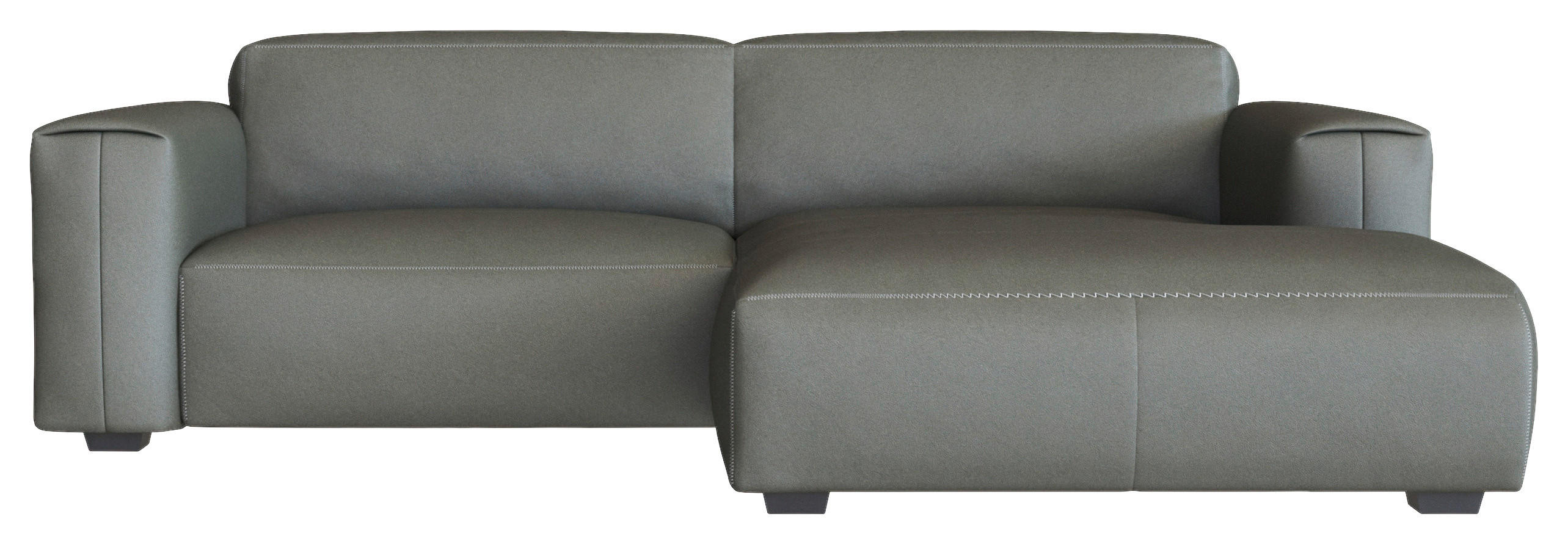 ECKSOFA Dunkelgrau Echtleder Rücken echt  - Dunkelgrau/Schwarz, Design, Leder/Holz (252cm) - Livetastic