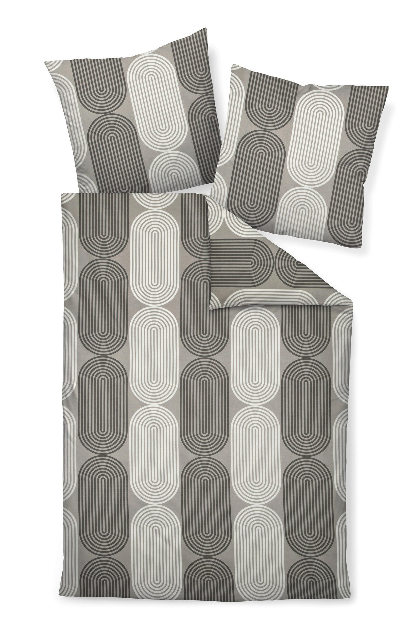 BETTWÄSCHE J.D. Makosatin 155/220 cm  - Taupe/Grau, Basics, Textil (155/220cm) - Janine