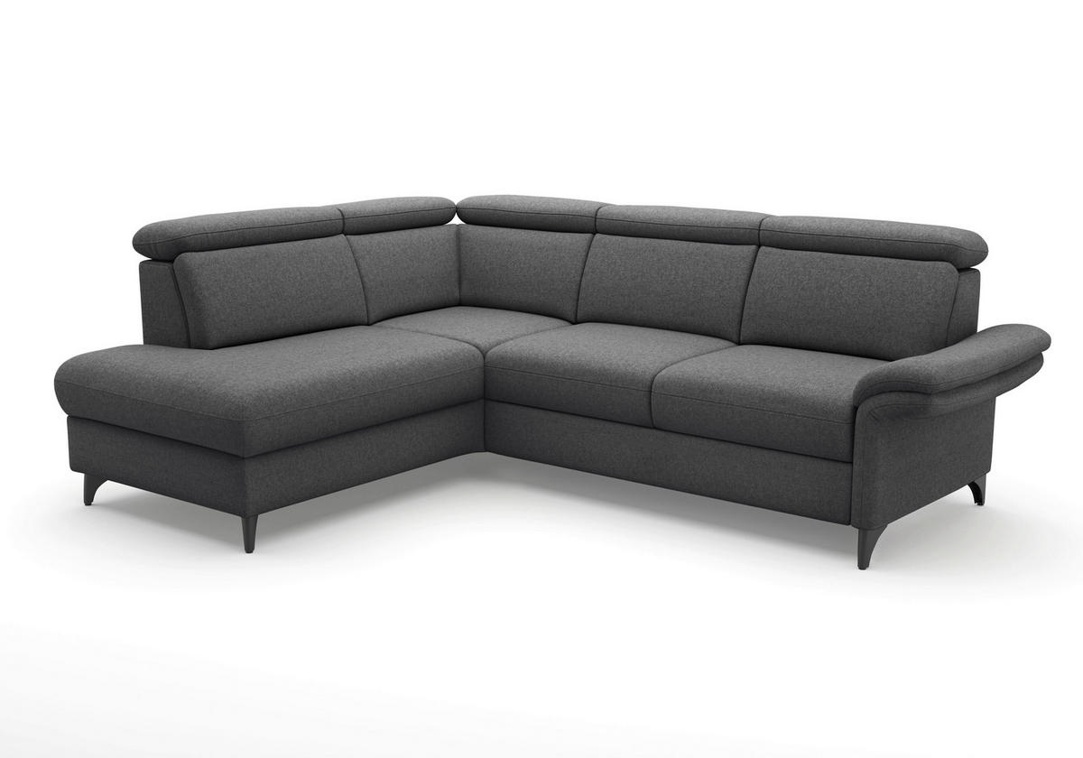 ECKSOFA GLENDALE E Dunkelgrau Flachgewebe  - Dunkelgrau/Schwarz, KONVENTIONELL, Textil/Metall (193/247cm) - Sit & More