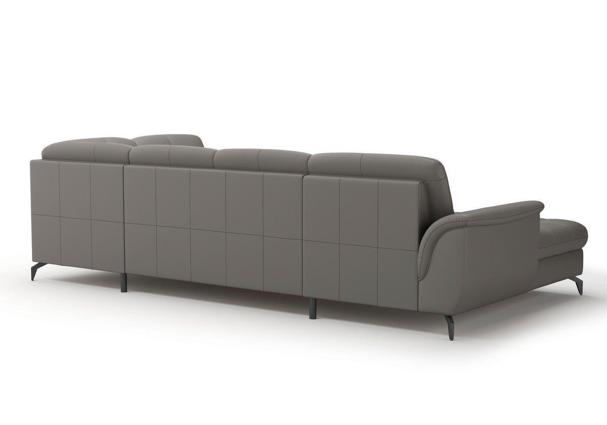 WOHNLANDSCHAFT Mokka Echtleder  - Schwarz/Mokka, MODERN, Leder/Metall (164/319/212cm) - Sit & More