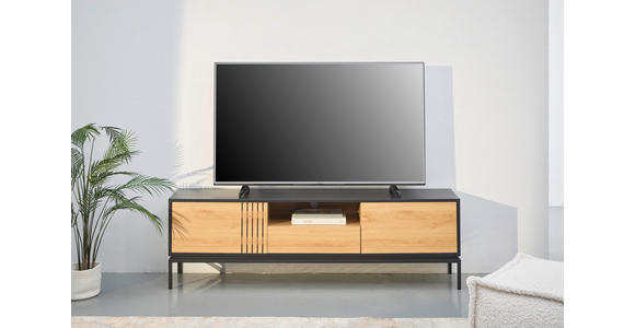 LOWBOARD in 180/55/40 cm - Schwarz/Naturfarben, Design, Holzwerkstoff (180/55/40cm) - Xora