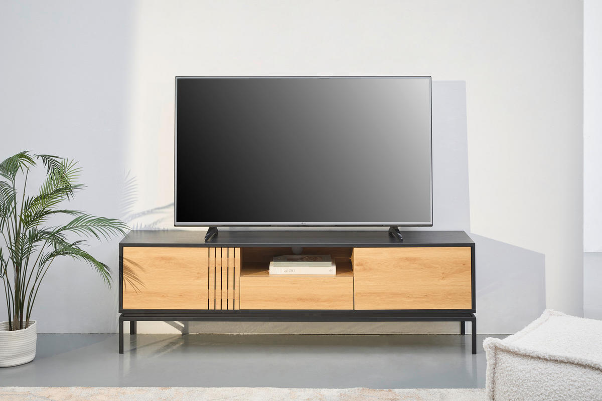 TV-SZEKRÉNY 180/55/40 cm  - fekete/natúr, Design, faalapú anyag (180/55/40cm) - Xora