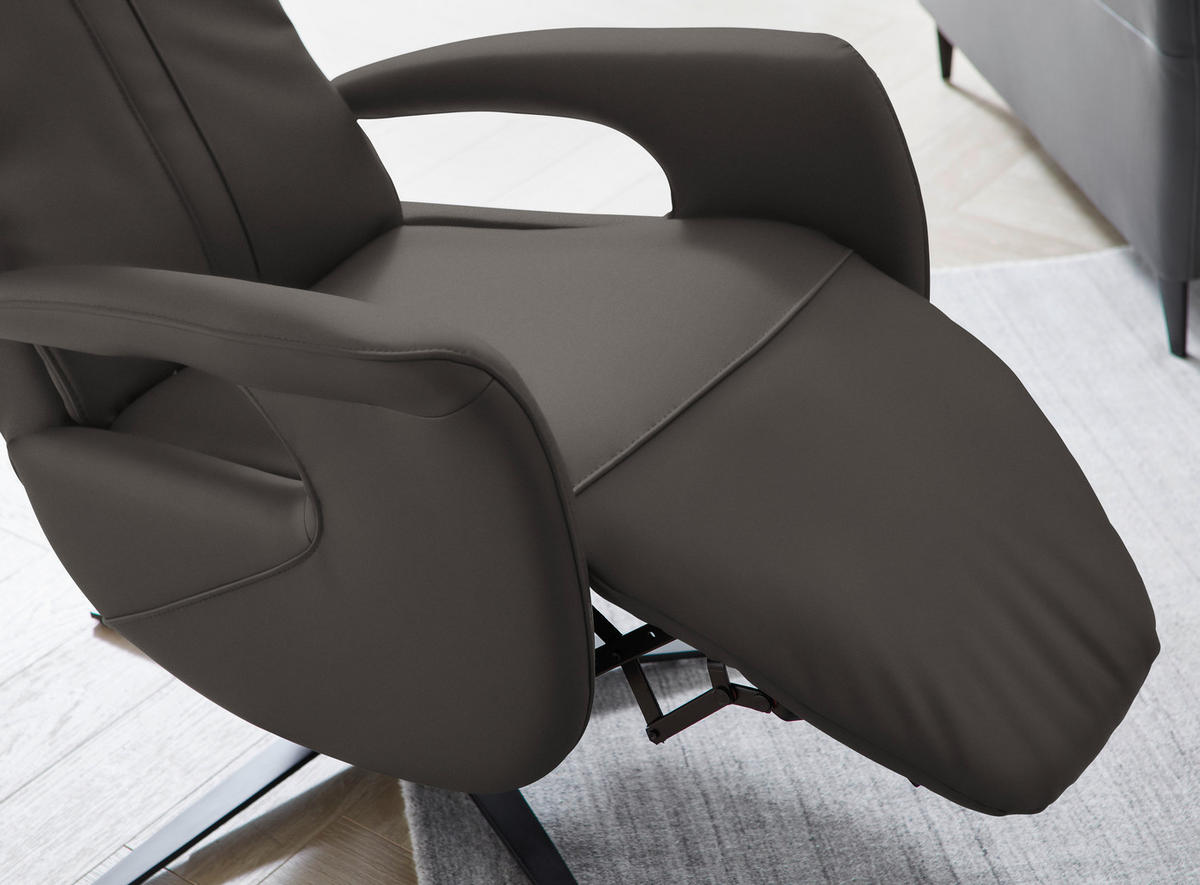RELAXSESSEL in Leder Mokka  - Schwarz/Mokka, Design, Leder/Metall (71/112/83cm) - Dieter Knoll