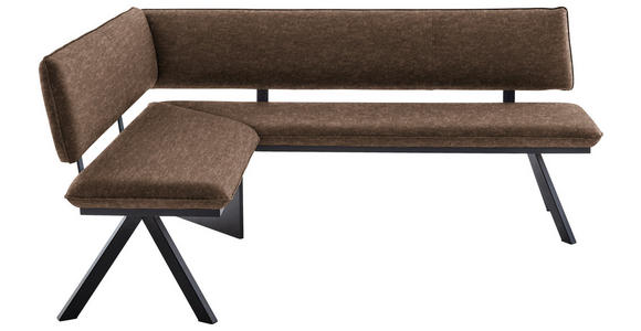 ECKBANK 140/180 cm in Schwarz, Dunkelbraun - Dunkelbraun/Schwarz, MODERN, Textil/Metall (140/180cm) - Cantus