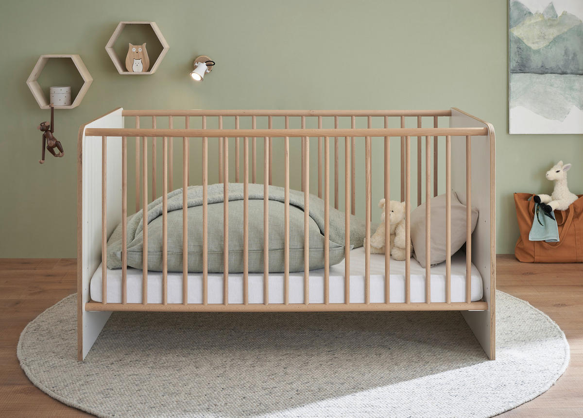 GITTERBETT  144/80,5/81,7 cm   - Weiß/Eiche Artisan, Basics, Holz/Holzwerkstoff (144/80,5/81,7cm) - My Baby Lou