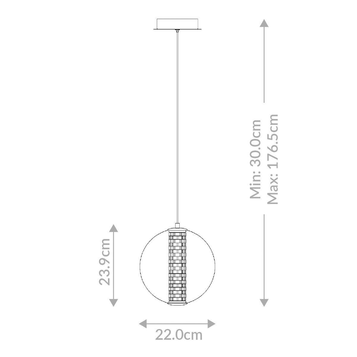 LED-HÄNGELEUCHTE 22/30/235 cm    - Goldfarben, Basics, Glas/Metall (22/30/235cm) - Elstead Lighting