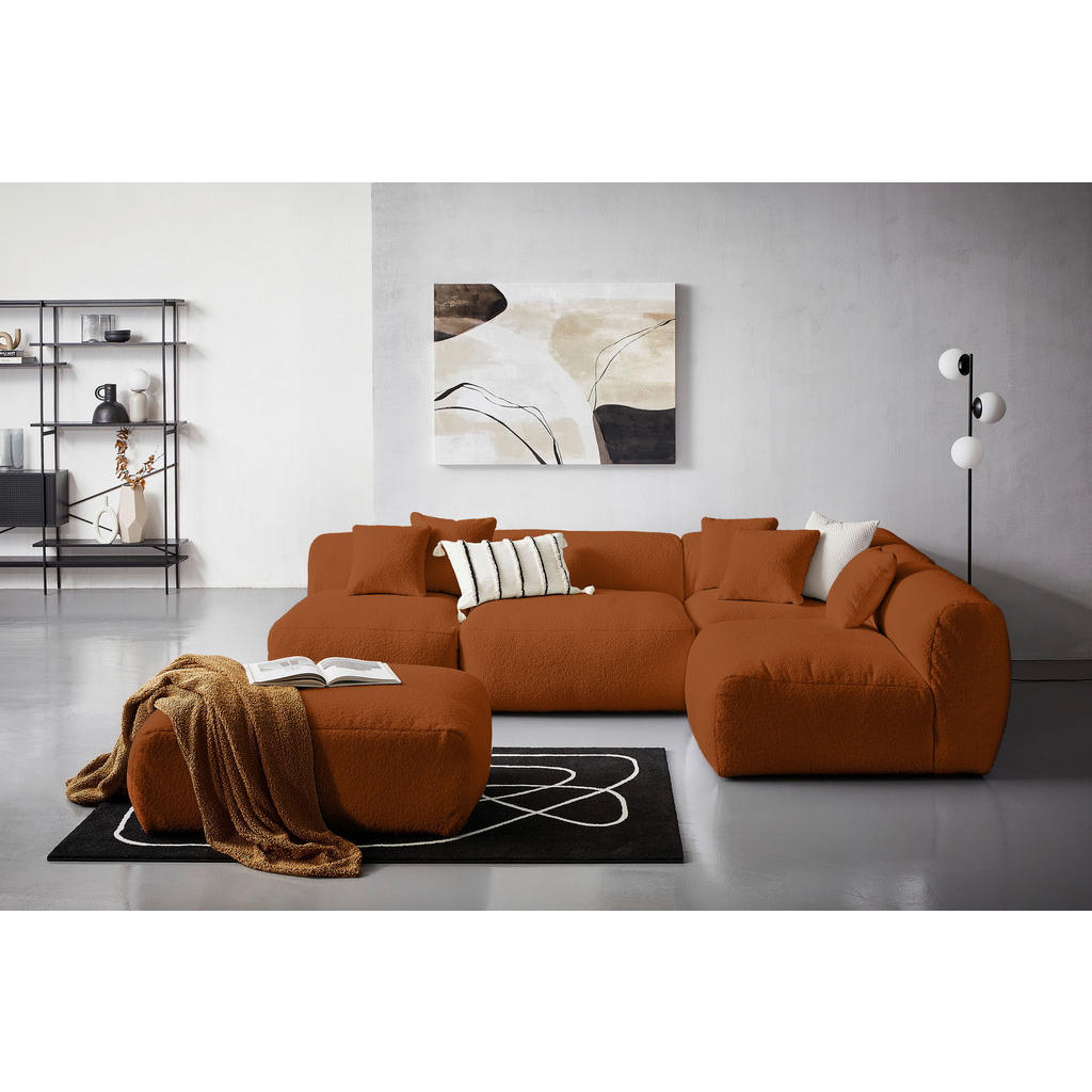 Thumbnail - Livetastic Ecksofa Bloom, Rost, Textil, 8-Sitzer, L-Form, 300x215 cm, Made in EU, erweiterbar, individuell planbar, Wohn...