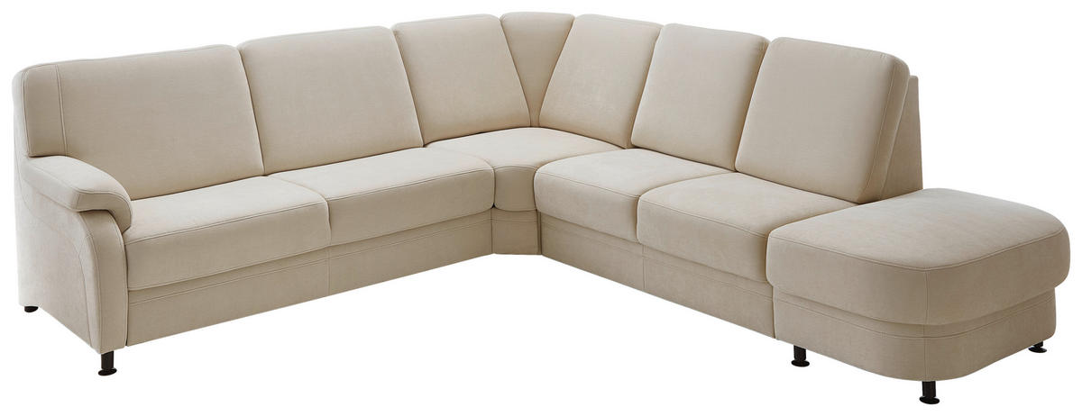ECKSOFA in Flachgewebe Beige  - Beige/Schwarz, Konventionell, Textil/Metall (269/287cm) - Beldomo System