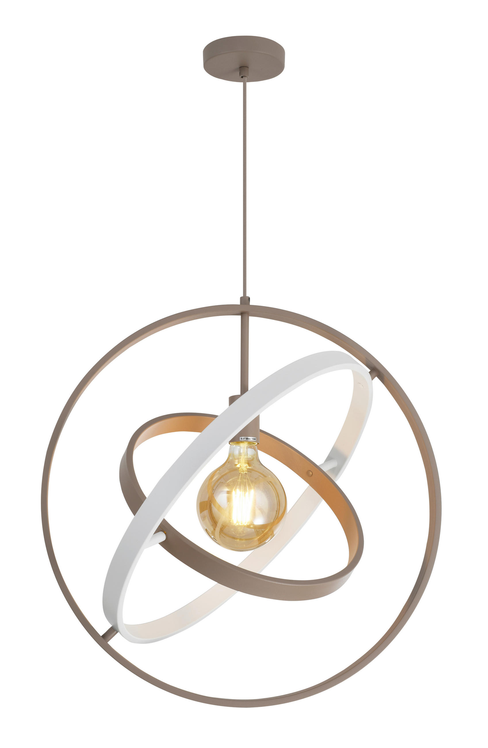 PENDELLEUCHTE Montpellier 55/150/49 cm  - Sandfarben/Weiß, Design, Kunststoff/Metall (55/150/49cm)