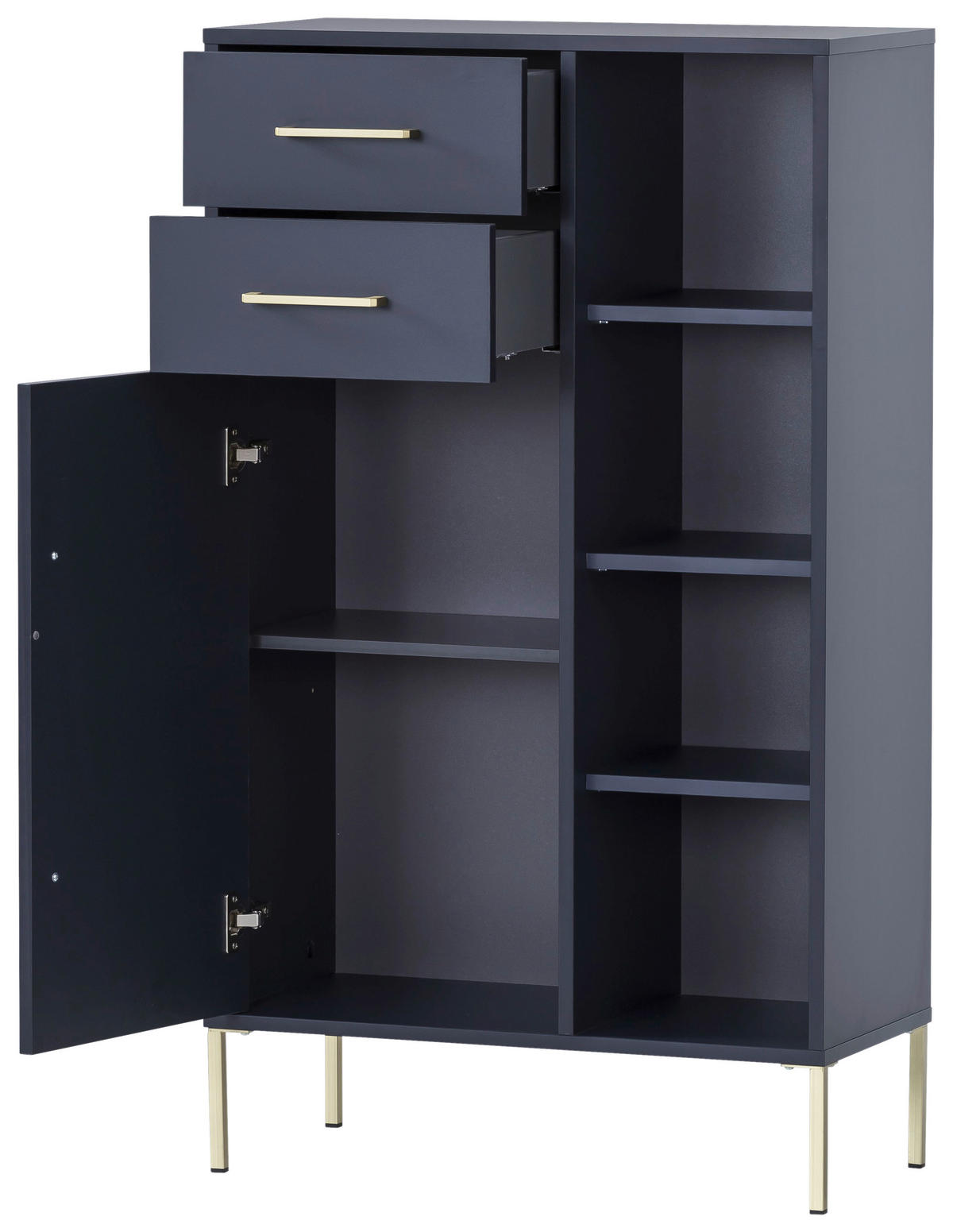MIDISCHRANK 67,1/117,4/33,1 cm  - Goldfarben/Dunkelblau, MODERN, Holzwerkstoff/Metall (67,1/117,4/33,1cm) - Stylife