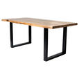 ESSTISCH 180/90/76 cm Echtholz  Holz, Metall Schwarz, Akaziefarben  - Schwarz/Akaziefarben, Design, Holz/Metall (180/90/76cm) - Carryhome