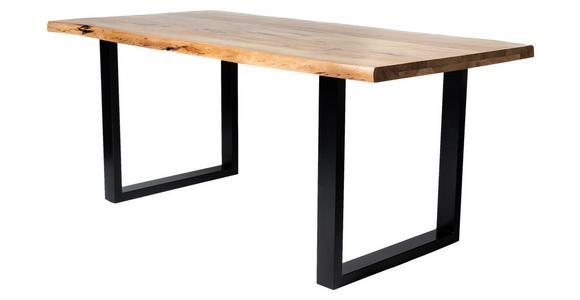 ESSTISCH 180/90/76 cm Echtholz  Holz, Metall Schwarz, Akaziefarben  - Schwarz/Akaziefarben, Design, Holz/Metall (180/90/76cm) - Carryhome