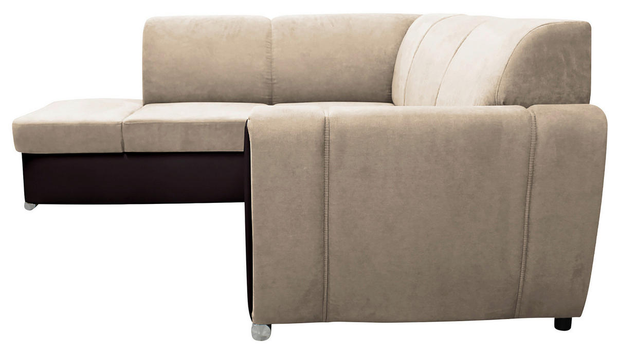ECKSOFA Dunkelbraun, Beige Velours  - Dunkelbraun/Beige, Design, Kunststoff/Textil (196/255cm) - MID.YOU