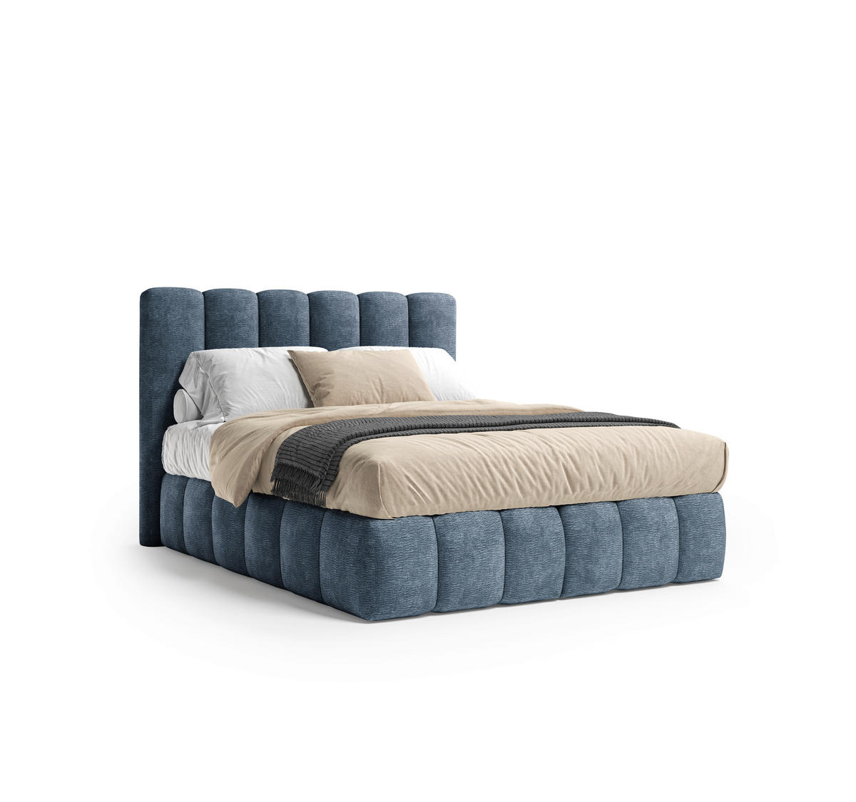 BOXSPRINGBETT 140/200 cm,  in Dunkelblau, Matratze, H3 + H4 = fest + sehr fest  - Schwarz/Dunkelblau, Modern, Holz/Holzwerkstoff (140/200cm) - MID.YOU