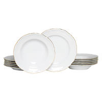 TAFELSERVICE Weiß, Goldfarben Maria Theresia Gold 12-teilig  - Goldfarben/Weiß, Basics, Keramik - Creatable