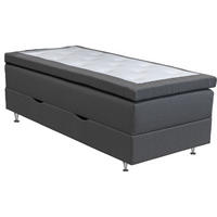 KONTINENTALSÄNG 90/200 cm  i grå  - aluminiumfärg/grå, Klassisk, metall/trä (90/200cm) - Cassando