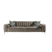 3-SITZER-SOFA in Samt Taupe  - Taupe/Alufarben, Design, Kunststoff/Textil (236/77/87cm) - Livetastic
