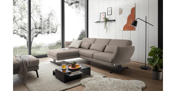 ECKSOFA Taupe Flachgewebe  - Taupe/Schwarz, Design, Textil/Metall (176-217/279-327cm) - Dieter Knoll