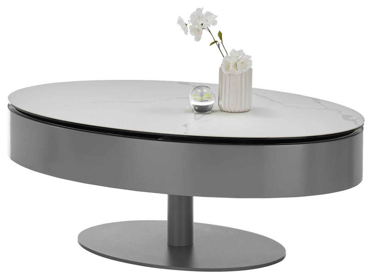 COUCHTISCH Anthrazit, Weiß  - Anthrazit/Weiß, Design, Keramik/Metall (110/42/70cm) - Livetastic