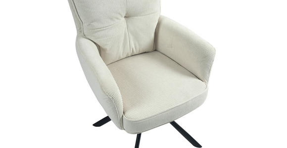 ARMLEHNSTUHL in Eisen Cord - Creme/Schwarz, Design, Textil/Metall (60/95/67cm) - Novel