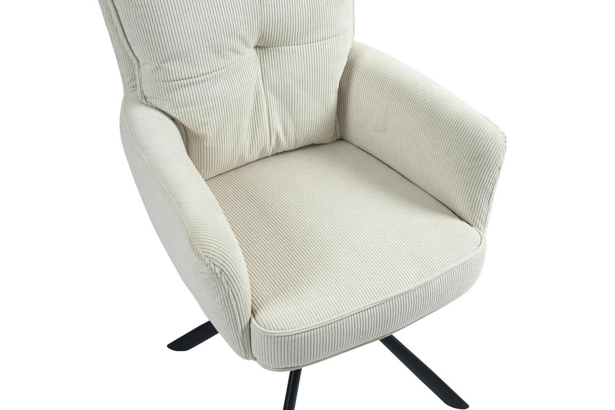 ARMLEHNSTUHL  in Eisen Cord  - Creme/Schwarz, Design, Textil/Metall (60/95/67cm) - Novel