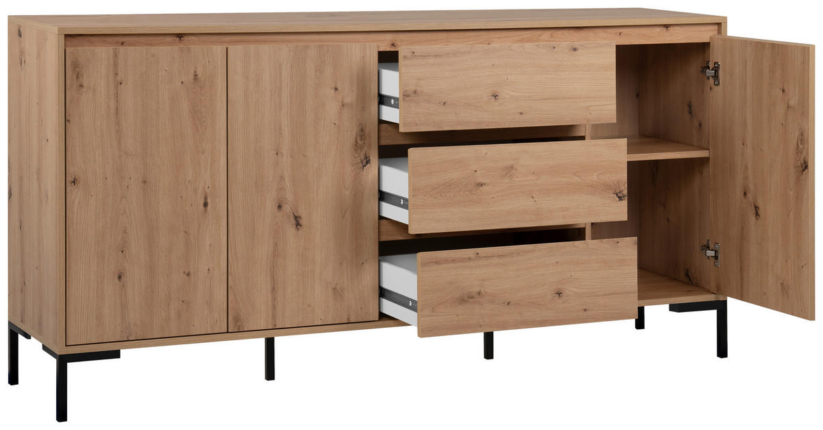 SIDEBOARD  in 170/87/40 cm  - Schwarz/Eiche Artisan, Design, Holzwerkstoff/Metall (170/87/40cm) - MID.YOU