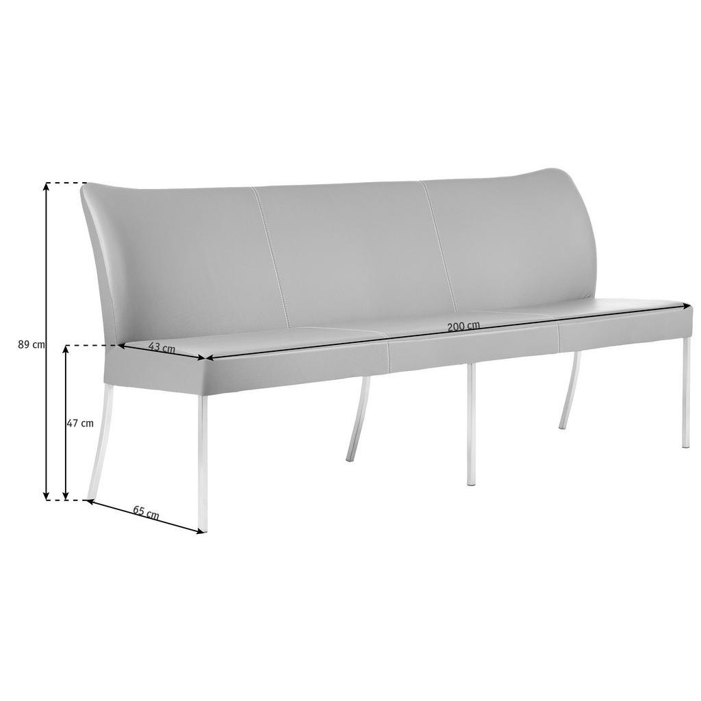 Thumbnail - Bert Plantagie Sitzbank, Grün, Edelstahl, Metall, Leder, Echtleder, 3-Sitzer, 200x89x65 cm, Lederauswahl, Stoffauswahl, ...