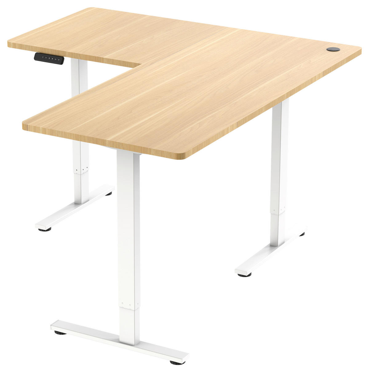 ECKSCHREIBTISCH  Weiß, Eichefarben höhenverstellbar  - Eichefarben/Weiß, MODERN, Holzwerkstoff/Metall (160/74,5/119/140cm) - MID.YOU