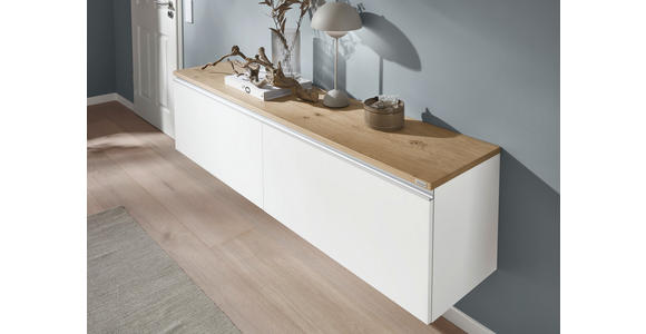 LOWBOARD  180/46/41 cm  erweiterbar, Typenauswahl, Beimöbel erhältlich, umfangreiches Zubehör erhältlich, stehend, hängend  - Eichefarben/Silberfarben, Design, Holzwerkstoff/Kunststoff (180/46/41cm) - Dieter Knoll