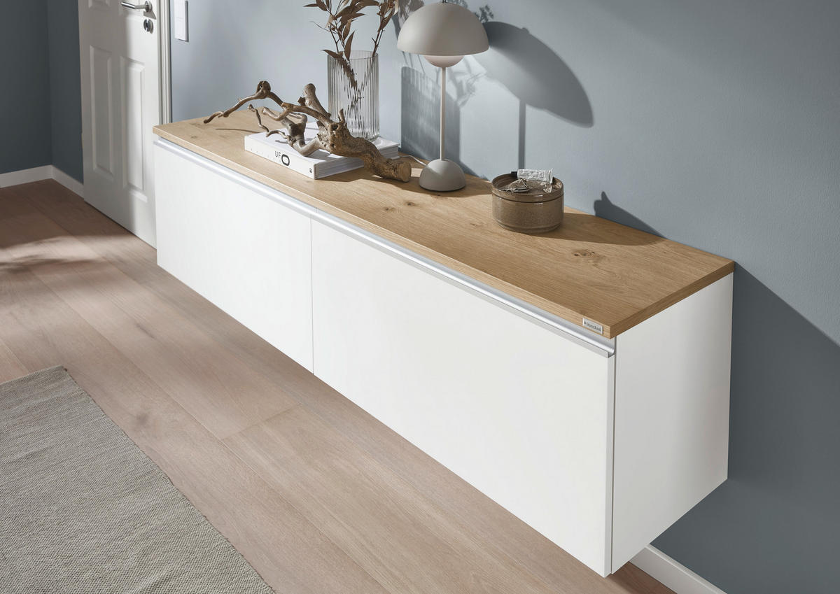 LOWBOARD  in 180/46/41 cm  - Eichefarben/Silberfarben, Design, Holzwerkstoff/Kunststoff (180/46/41cm) - Dieter Knoll