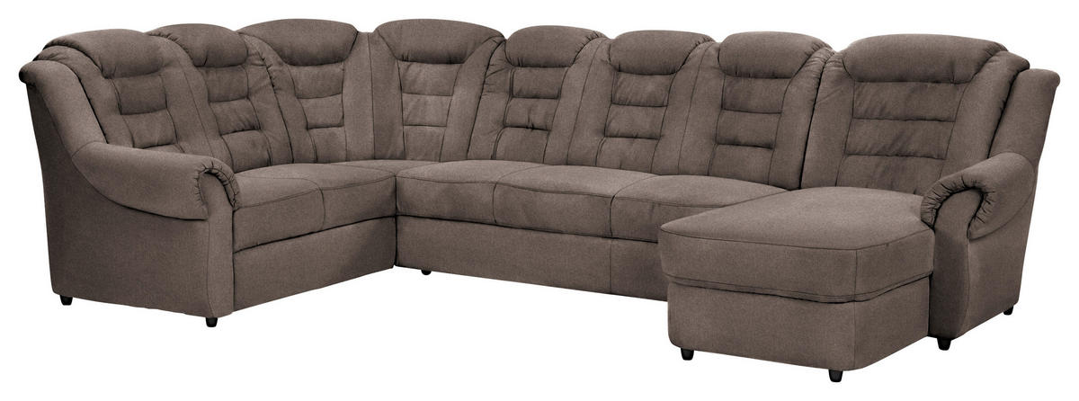 WOHNLANDSCHAFT in Chenille Taupe  - Taupe/Schwarz, Konventionell, Kunststoff/Textil (216/333/165cm) - Livetastic