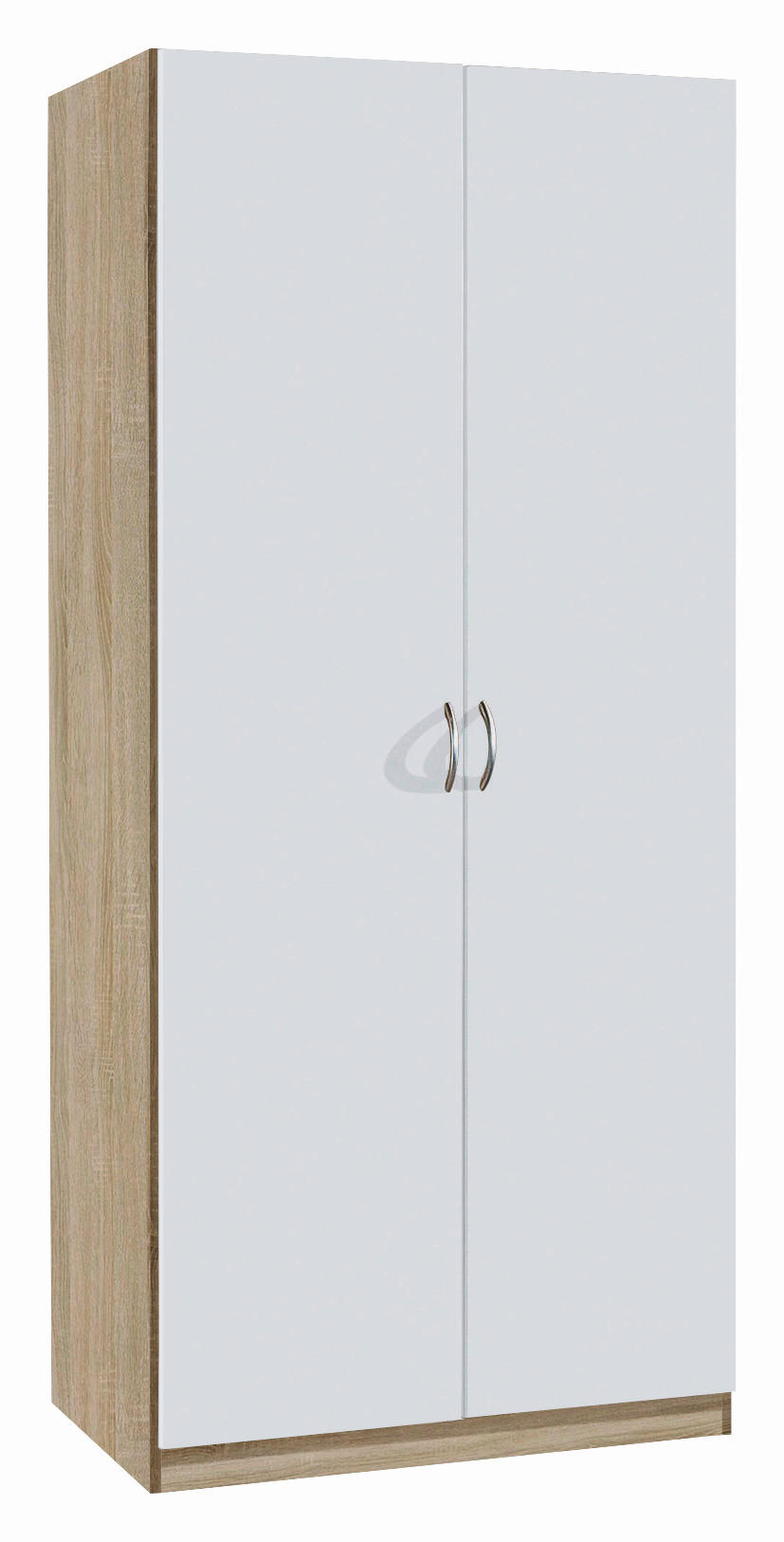 DREHTÜRENSCHRANK in Weiss, Sonoma Eiche  - Weiss/Silberfarben, Design, Holzwerkstoff/Kunststoff (91/197/54cm) - Boxxx