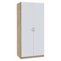 DREHTÜRENSCHRANK in Weiss, Sonoma Eiche  - Weiss/Silberfarben, Design, Holzwerkstoff/Kunststoff (91/197/54cm) - Boxxx