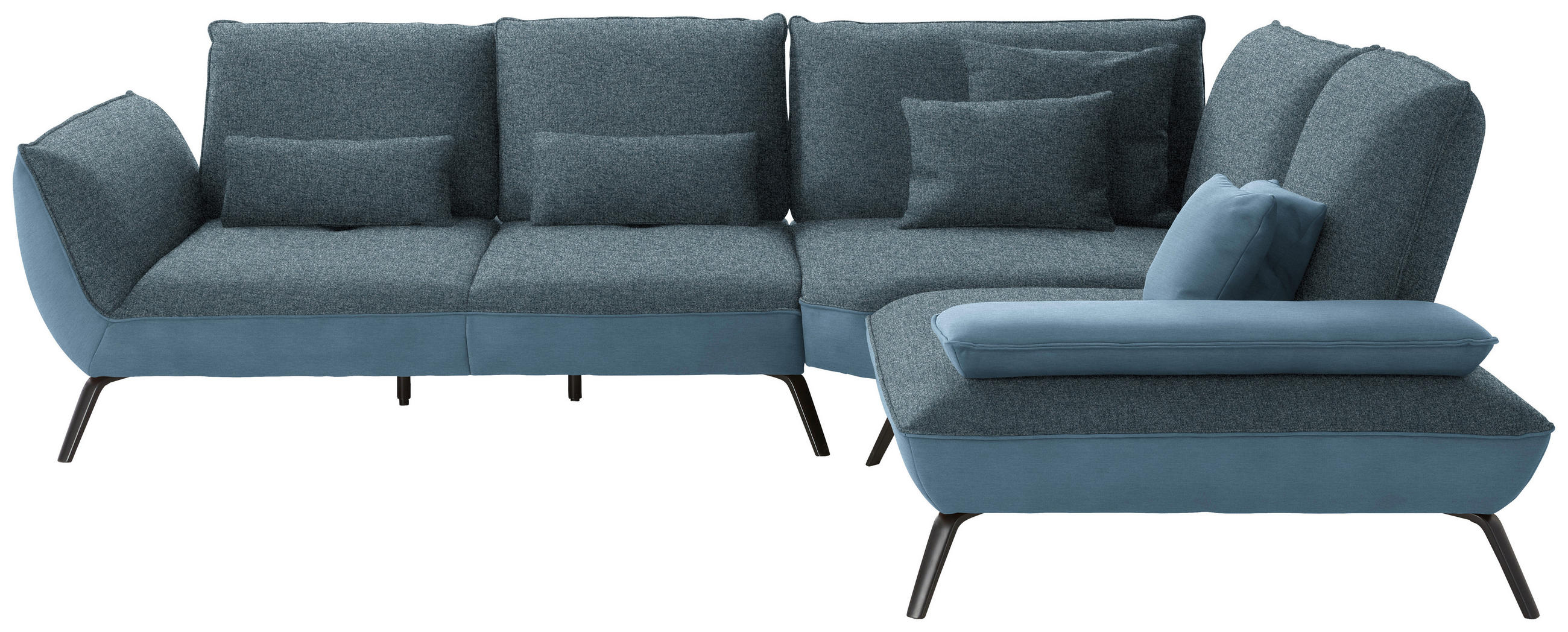 ECKSOFA in Flachgewebe Blau 310/250 cm - Blau/Schwarz, Design, Textil/Metall (310/250cm) - Moderano