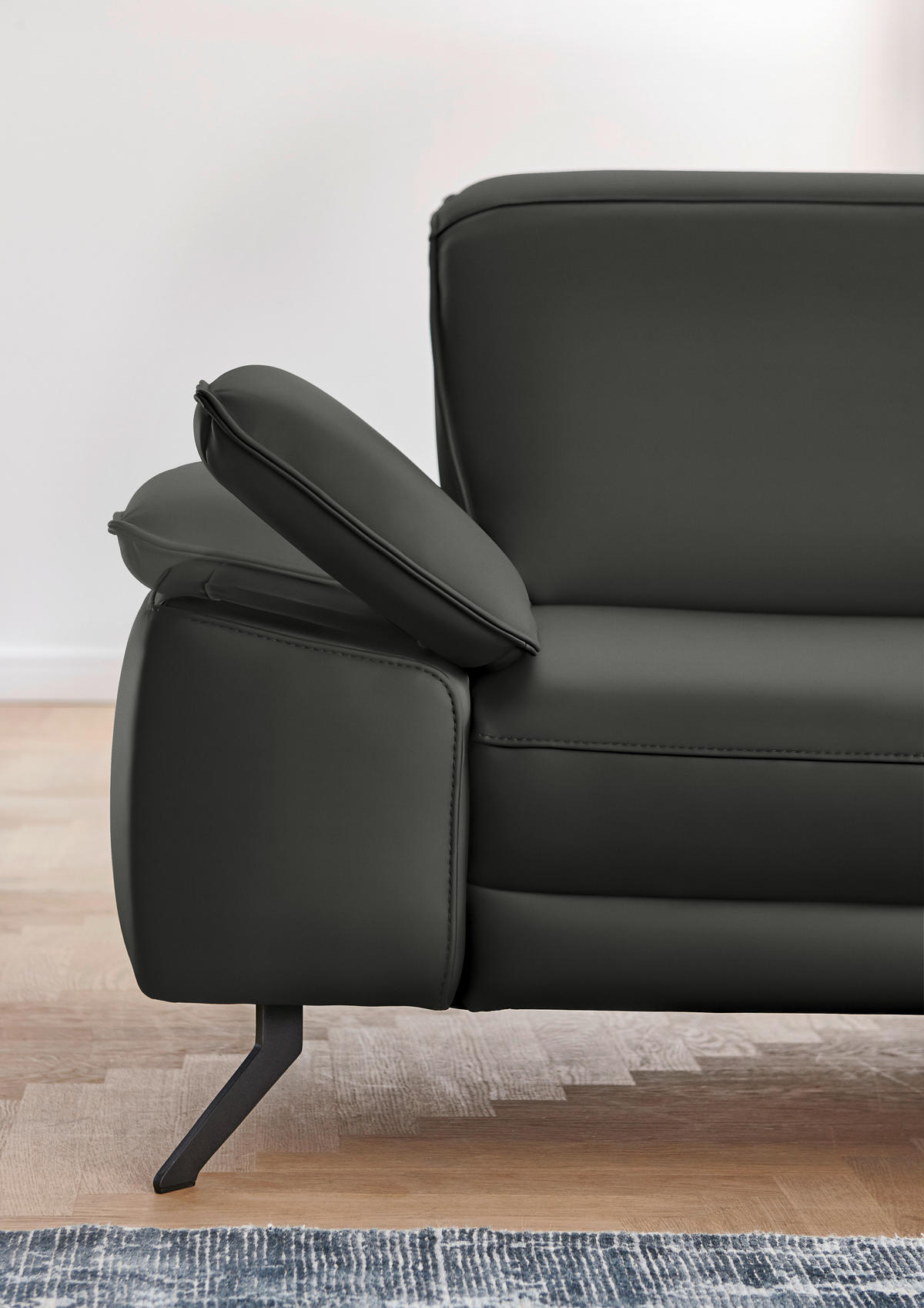 ECKSOFA in Echtleder Graubraun  328/193 cm  - Graubraun/Schwarz, Design, Leder/Metall (328/193cm) - Dieter Knoll