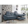 ECKSOFA Blau Mikrovelours  - Chromfarben/Blau, KONVENTIONELL, Kunststoff/Textil (270/170cm) - Carryhome