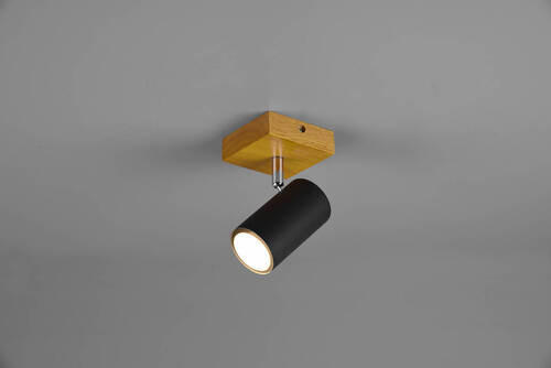 BODOVÉ SVÍTIDLO, 15 W/GU10,  - černá, Design, kov/dřevo (9/16/12cm) - Trio Leuchten