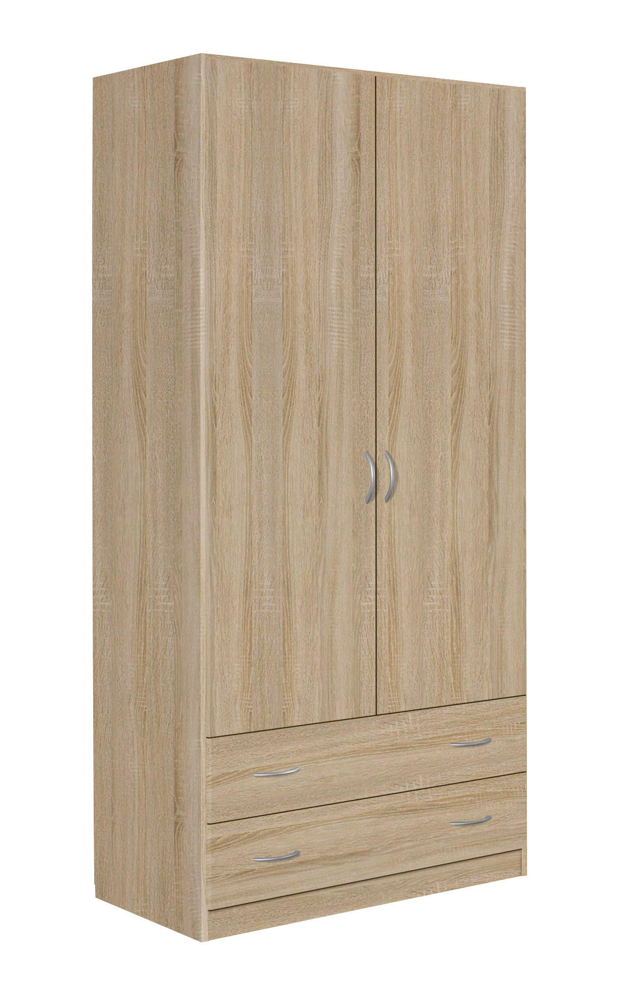 DREHTÜRENSCHRANK 91/197/54 cm,  in Sonoma Eiche, 2 Tür(en)  - Silberfarben/Sonoma Eiche, Design, Holzwerkstoff/Metall (91/197/54cm) - Boxxx