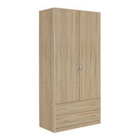 DREHTÜRENSCHRANK 91/197/54 cm,  in Sonoma Eiche, 2 Tür(en)  - Silberfarben/Sonoma Eiche, Design, Holzwerkstoff/Metall (91/197/54cm) - Boxxx