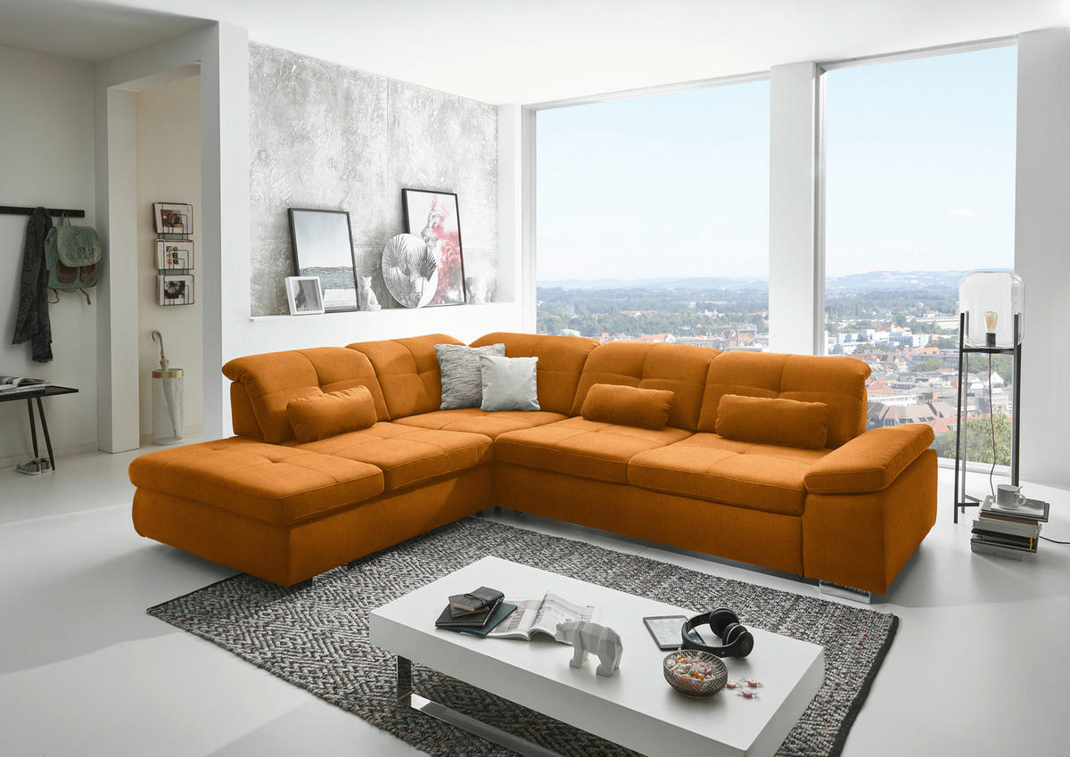 ECKSOFA  in Mikrofaser Currygelb  260/312 cm  - Chromfarben/Currygelb, Design, Textil/Metall (260/312cm) - Beldomo Style