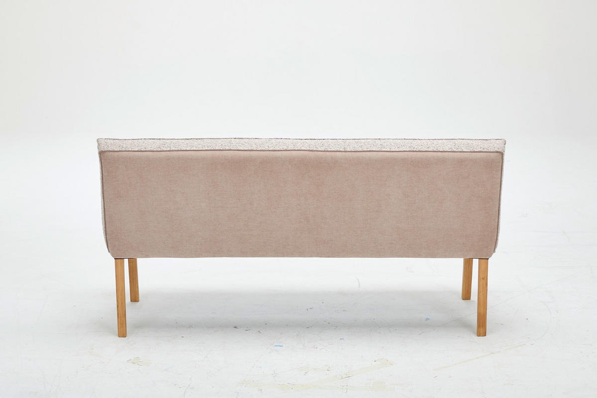 SITZBANK 157/88/63 cm Webstoff, Mikrofaser Taupe, Hellbraun Eiche vollmassiv  - Taupe/Hellbraun, Design, Holz/Textil (157/88/63cm) - Linea Natura
