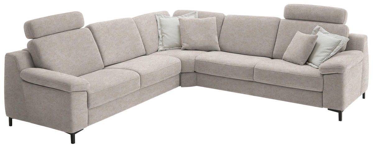 ECKSOFA in Chenille Beige  278/278 cm  - Beige/Schwarz, Design, Textil/Metall (278/278cm) - Valdera