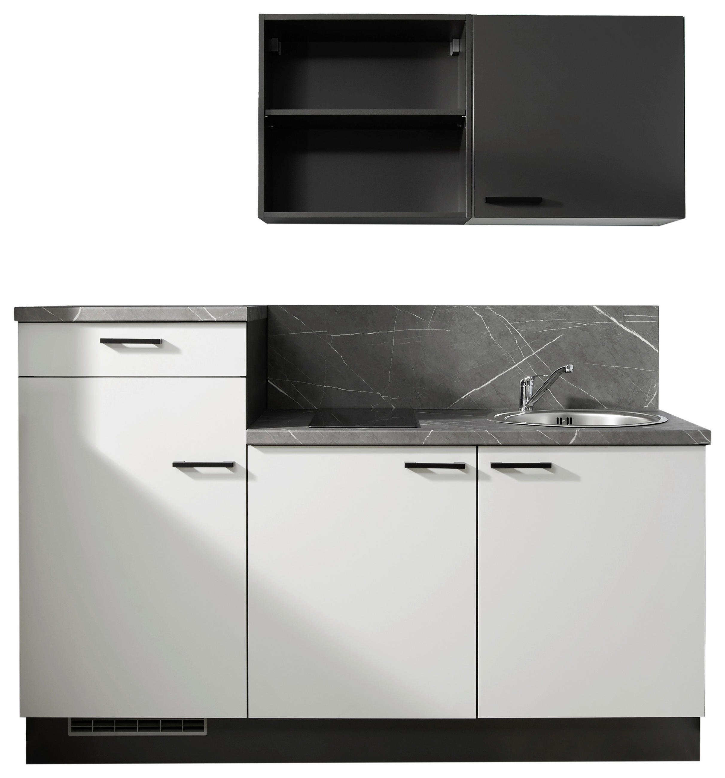 KÜCHENLEERBLOCK PN 80 180 cm  in Graphitfarben, Hellgrau  - Dunkelgrau/Hellgrau, Design, Holzwerkstoff/Metall (180cm) - Pino