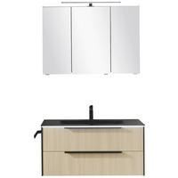 BADEZIMMER 3-teilig  in 100,5 cm  - Eichefarben/Schwarz, Design, Glas/Holzwerkstoff (100,5cm) - Musterring