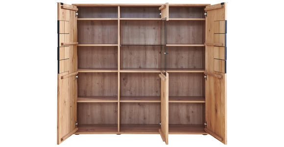 HIGHBOARD in 139,1/133,7/37,4 cm - Alteiche/Anthrazit, KONVENTIONELL, Glas/Holz (139,1/133,7/37,4cm) - Linea Natura