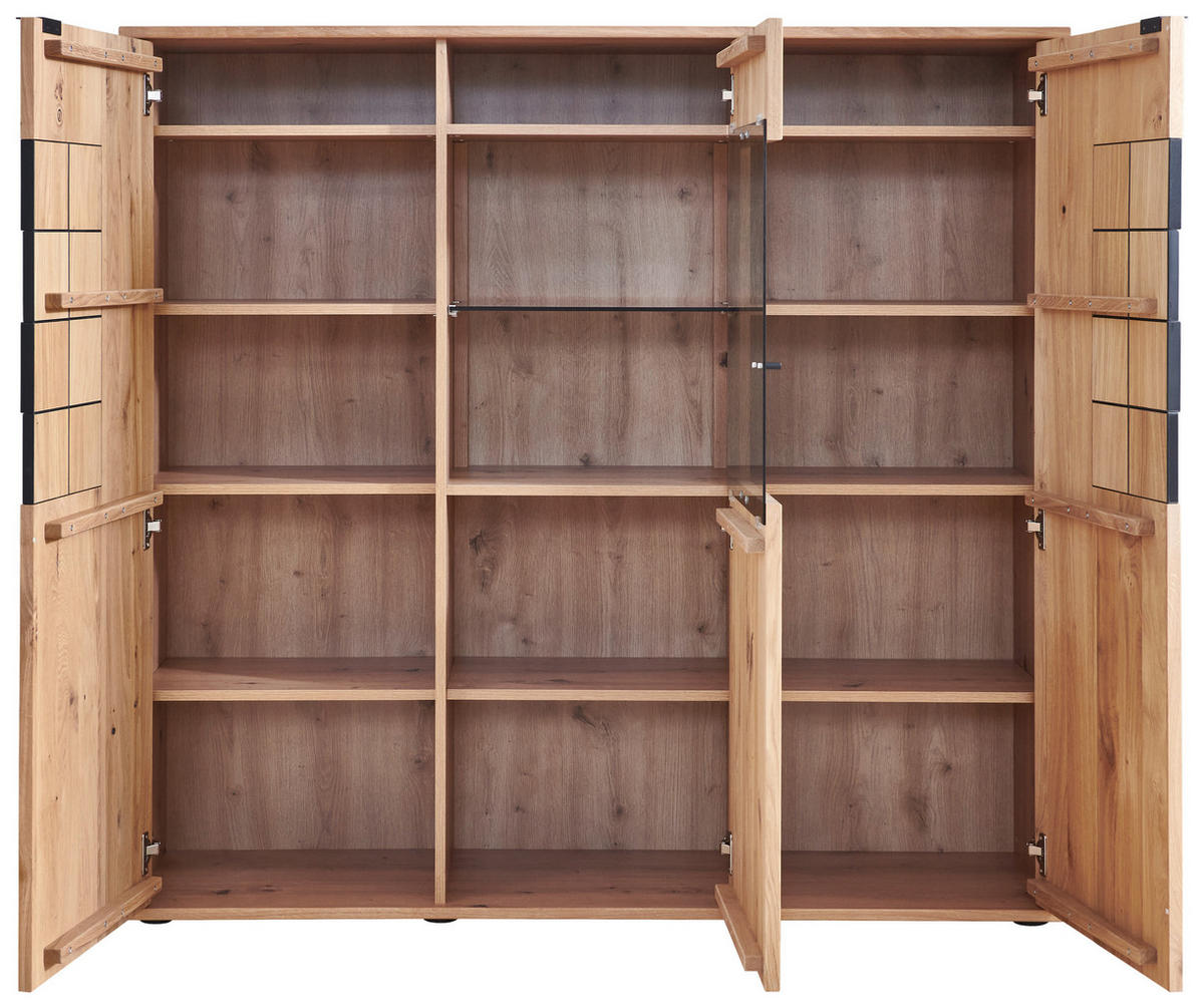HIGHBOARD Alteiche  139,1/133,7/37,4 cm  - Alteiche/Anthrazit, Konventionell, Glas/Holz (139,1/133,7/37,4cm) - Linea Natura