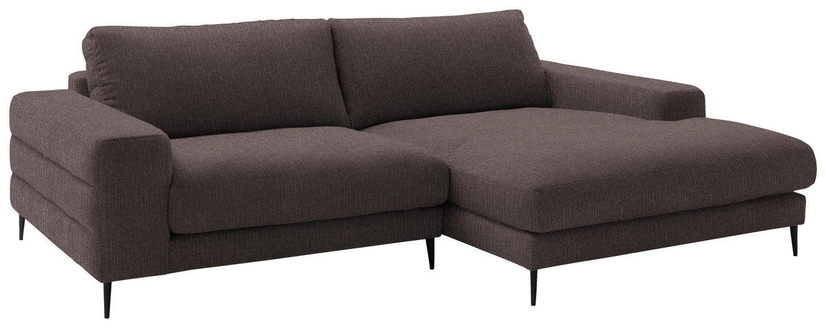 ECKSOFA in Flachgewebe Hellbraun  253/177 cm  - Hellbraun/Schwarz, Design, Textil/Metall (253/177cm) - Dieter Knoll