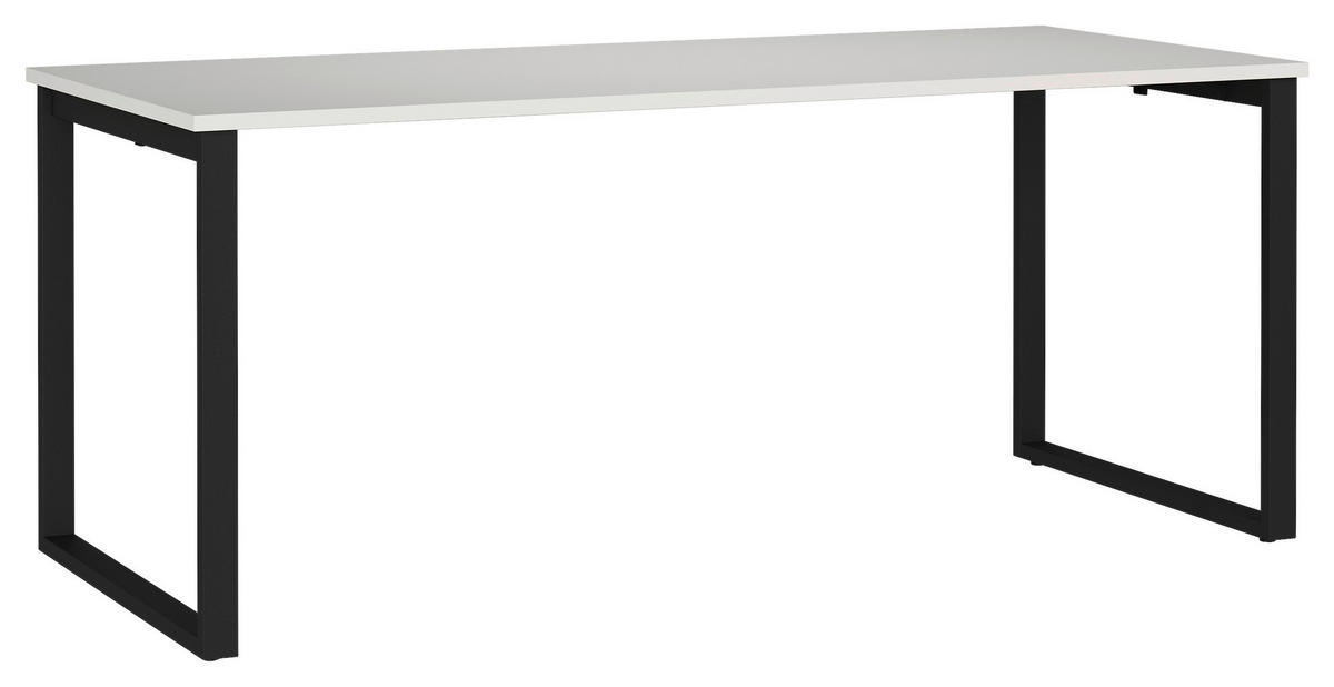 SCHREIBTISCH 180/80/75 cm, Schwarz, Hellgrau, in verschiedenen Holz-Dekoren erhältlich, justierbare Füße  - Hellgrau/Schwarz, MODERN, Holzwerkstoff/Metall (180/80/75cm) - Novel