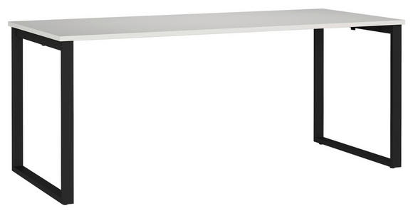 SCHREIBTISCH 180/80/75 cm, Schwarz, Hellgrau, in verschiedenen Holz-Dekoren erhältlich, justierbare Füße  - Hellgrau/Schwarz, MODERN, Holzwerkstoff/Metall (180/80/75cm) - Novel