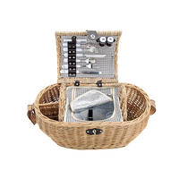 PICKNICKKORB FÜR 2 PERSONEN - Hellbraun, Basics, Holz/Textil (51/35/29cm)